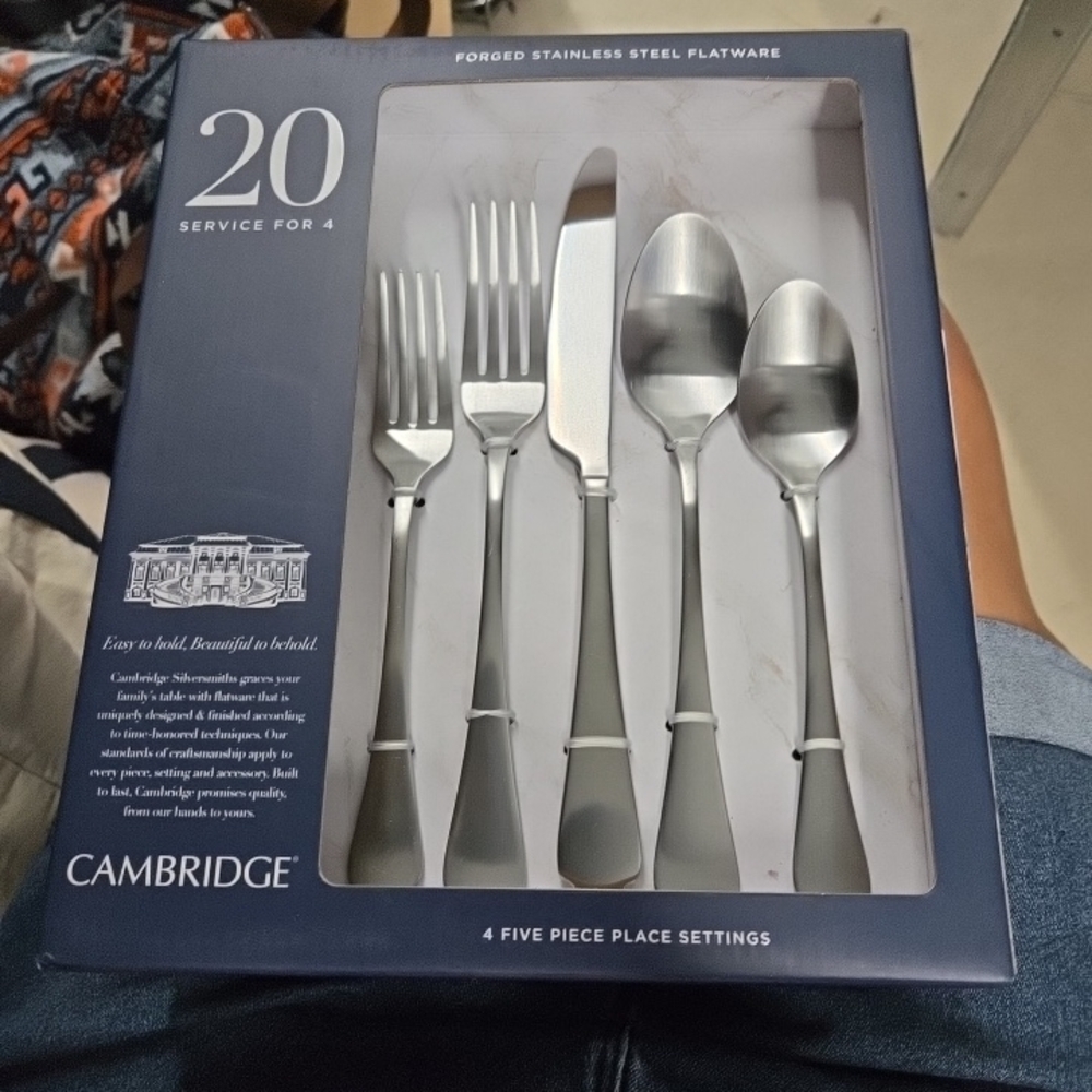 Cambridge 20-Piece Stainless Steel Flatware Set in Silver - Service for 4